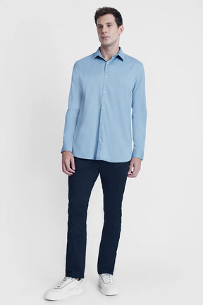 CAMISA MANGA LONGA COSMO SLIM OXFORD STRETCH AZUL