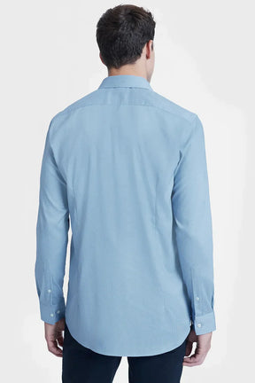 CAMISA MANGA LONGA COSMO SLIM OXFORD STRETCH AZUL