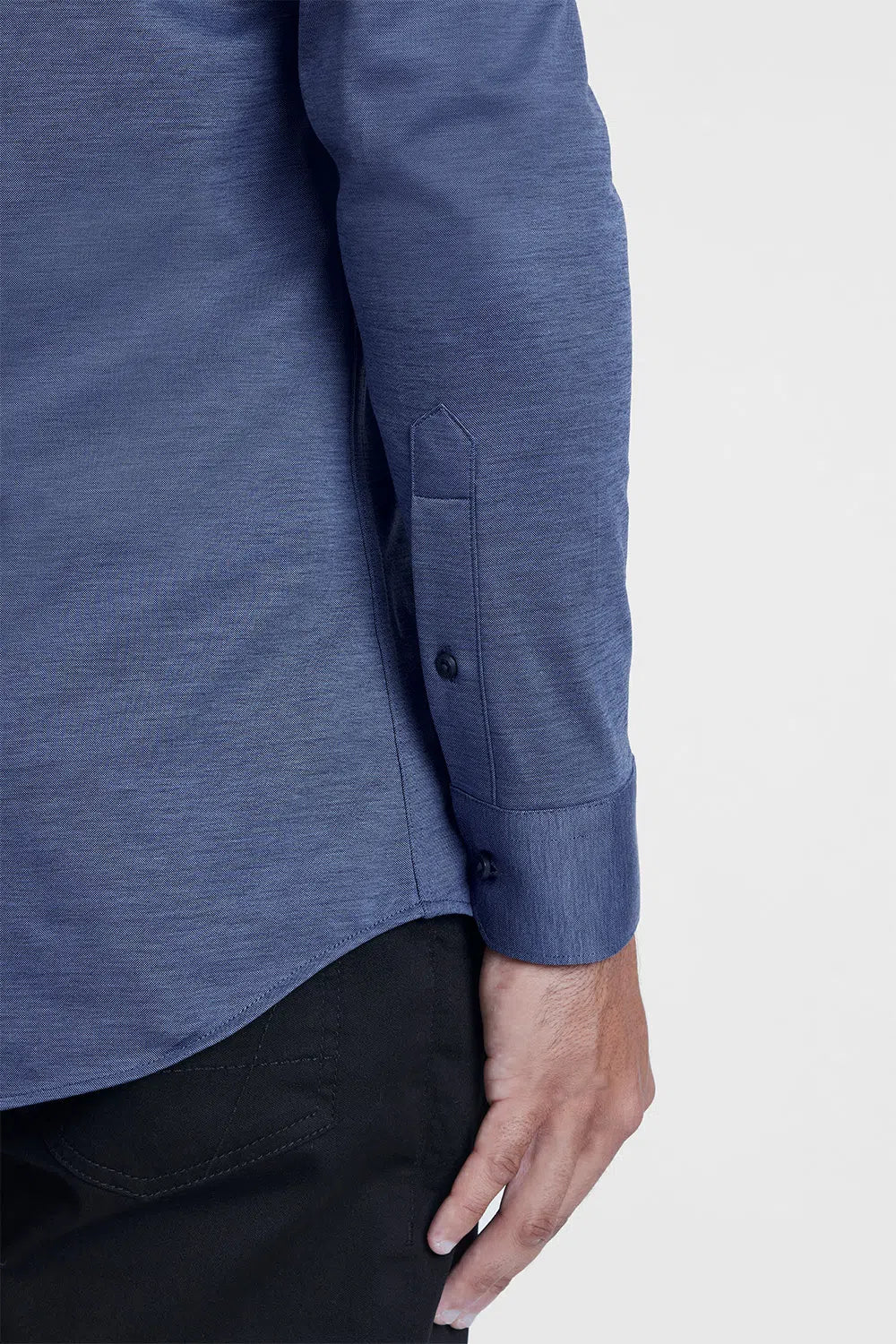 CAMISA MANGA LONGA COSMO SLIM EM MALHA EASY CARE AZUL ESCURO