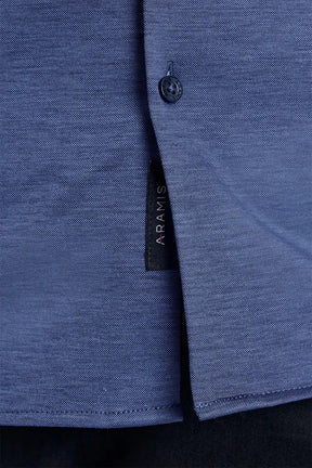 CAMISA MANGA LONGA COSMO SLIM EM MALHA EASY CARE AZUL ESCURO