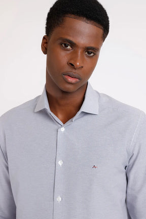 CAMISA REGULAR TRICOLINE MIX MICRO XADREZ BRANCO COM MARINHO