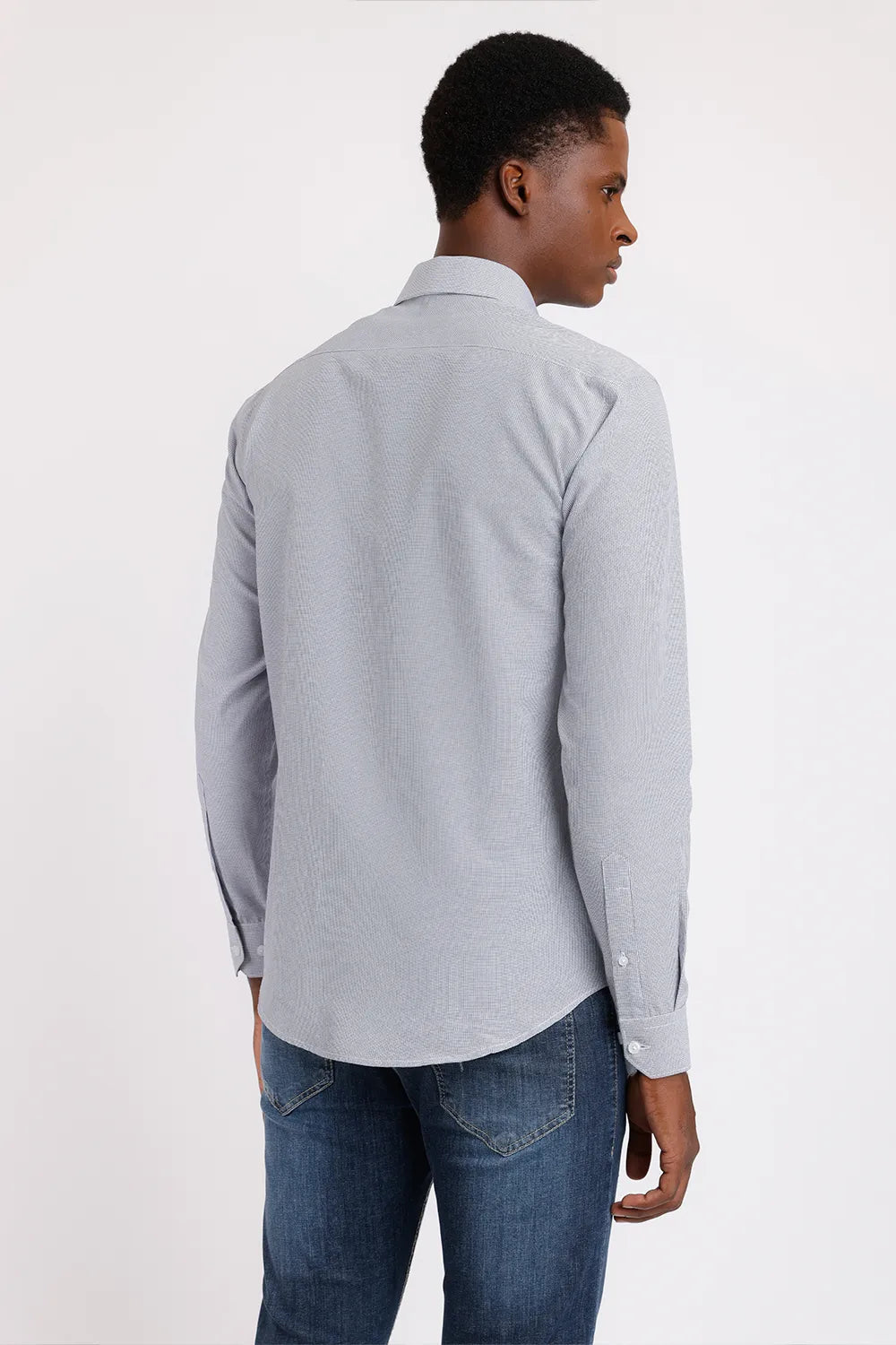 CAMISA REGULAR TRICOLINE MIX MICRO XADREZ BRANCO COM MARINHO