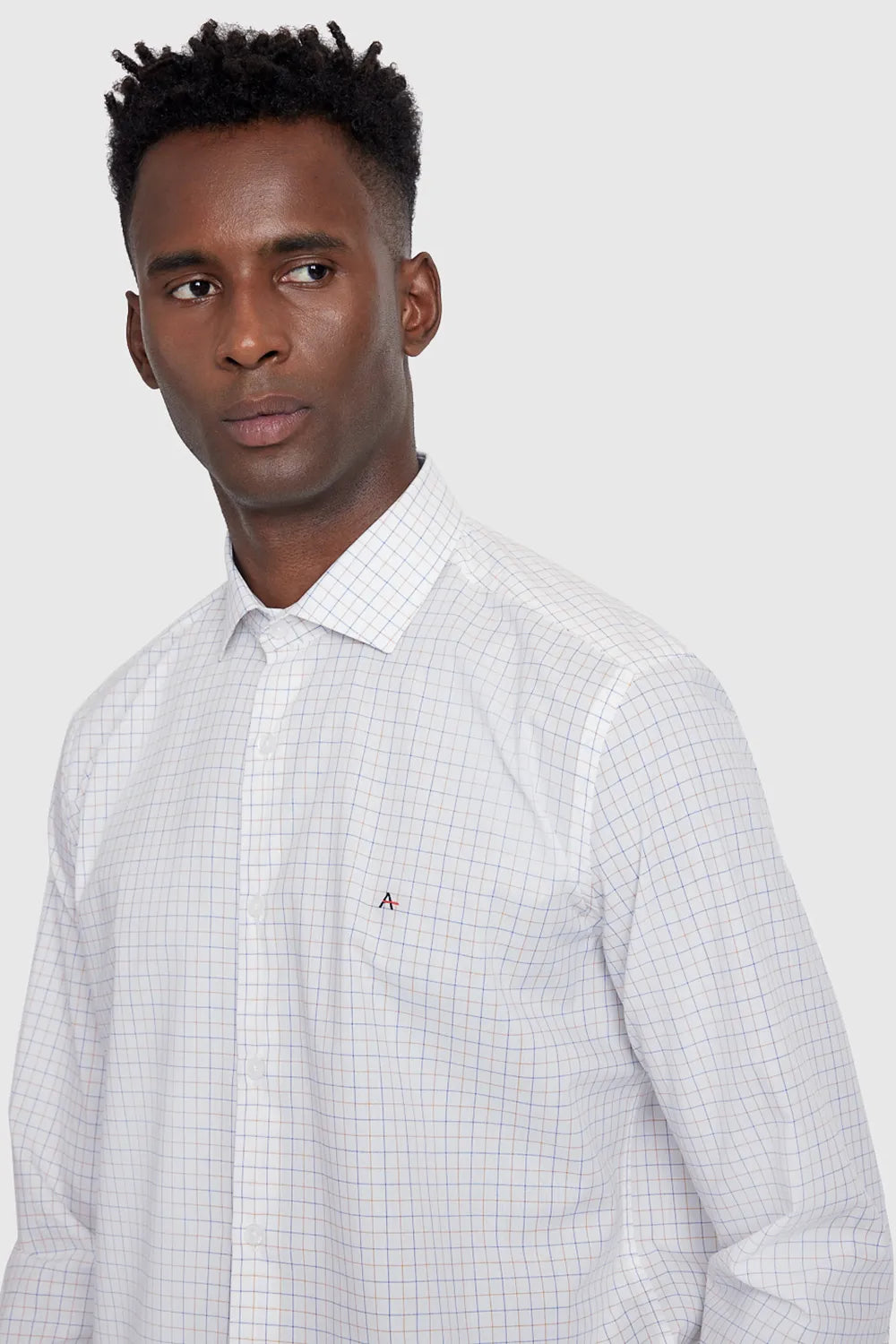 CAMISA SLIM TRICOLINE XADREZ BRANCO COM MARINHO