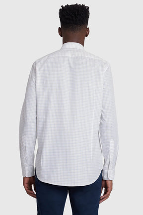 CAMISA SLIM TRICOLINE XADREZ BRANCO COM MARINHO