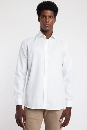 Camisa Manga Longa Cosmo Slim Em Sarja De Algodão Egípcio Cinza