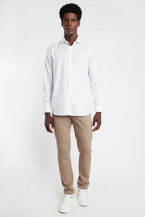 Camisa Manga Longa Cosmo Slim Em Sarja De Algodão Egípcio Cinza