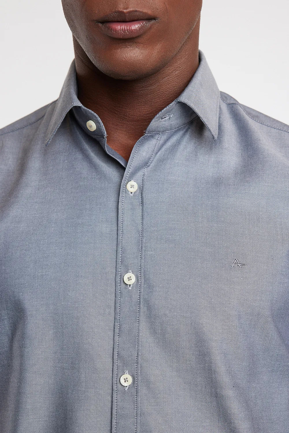 Camisa Manga Longa Cosmo Slim Em Sarja De Algodão Egípcio Cinza