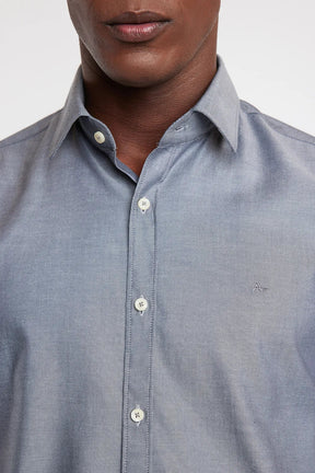 Camisa Manga Longa Cosmo Slim Em Sarja De Algodão Egípcio Cinza