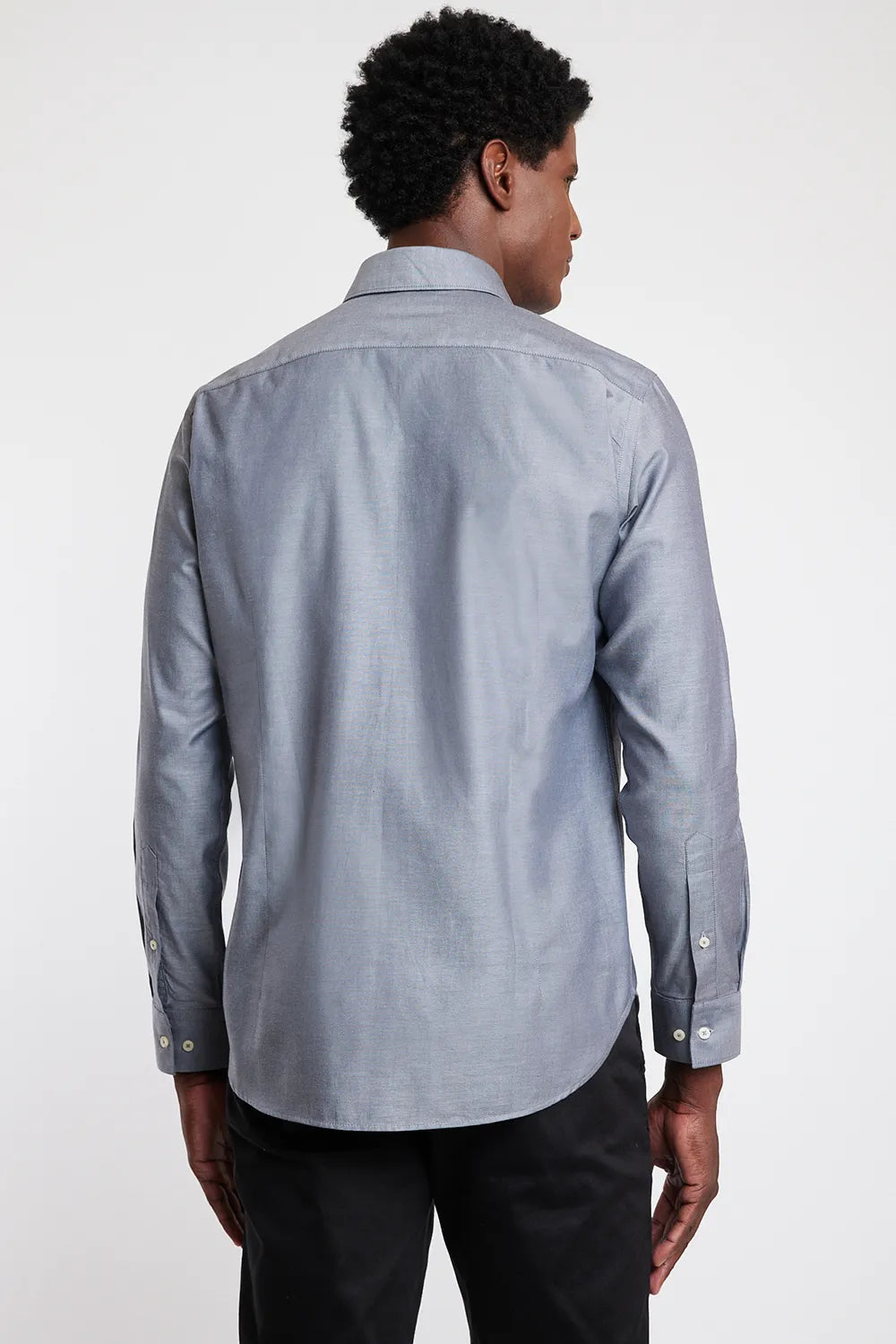 Camisa Manga Longa Cosmo Slim Em Sarja De Algodão Egípcio Cinza