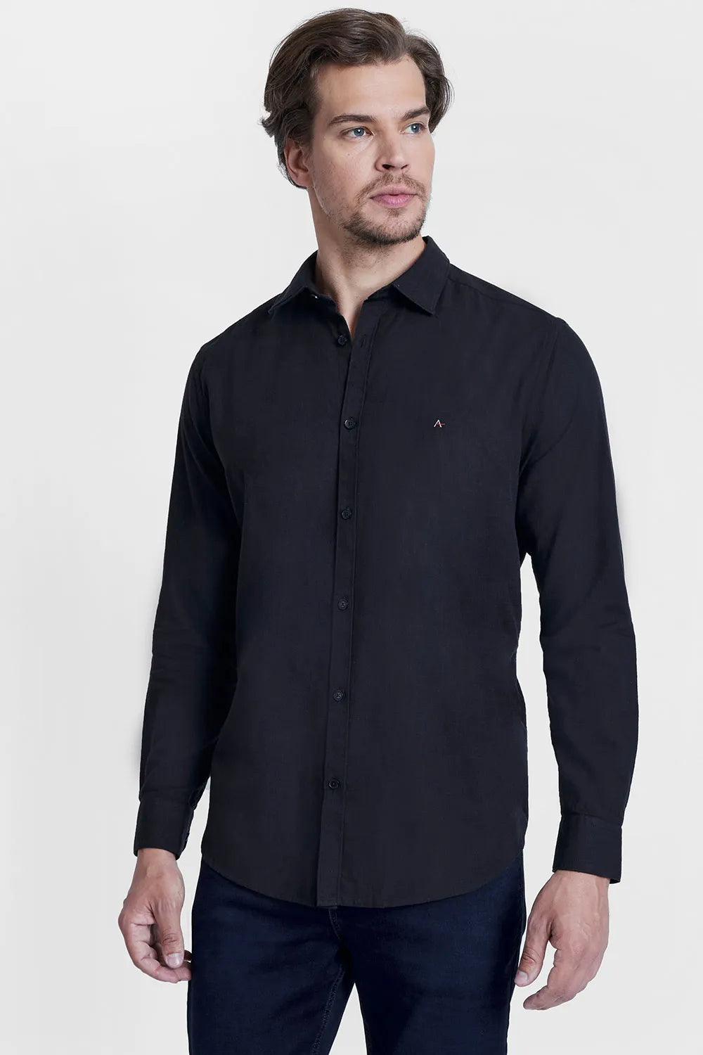 CAMISA SLIM COTTON SLUB PRETO