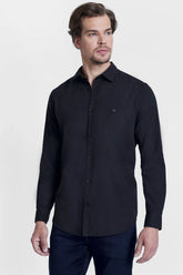 CAMISA SLIM COTTON SLUB PRETO