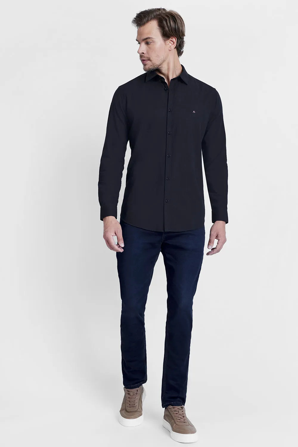 CAMISA SLIM COTTON SLUB PRETO