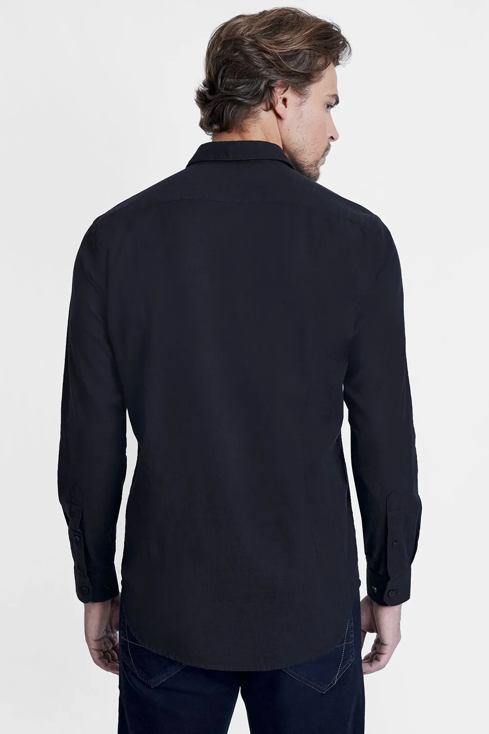 CAMISA SLIM COTTON SLUB PRETO