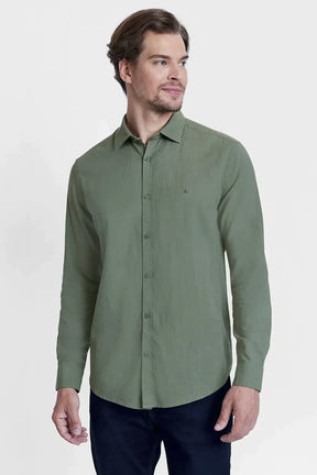 CAMISA SLIM COTTON SLUB VERDE MILITAR