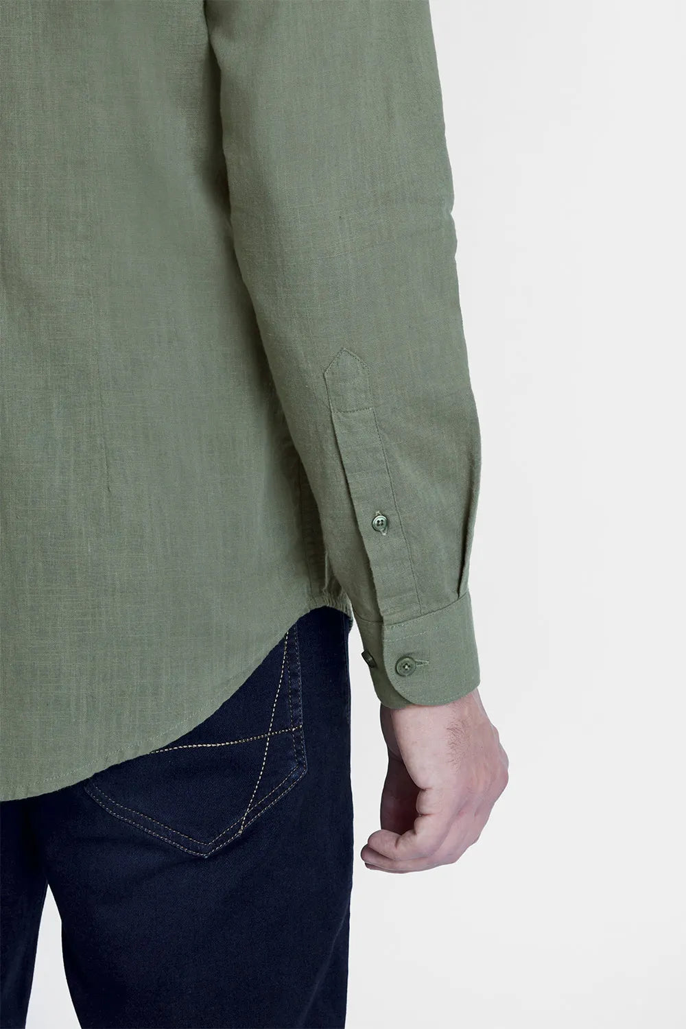 CAMISA SLIM COTTON SLUB VERDE MILITAR