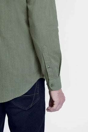 CAMISA SLIM COTTON SLUB VERDE MILITAR