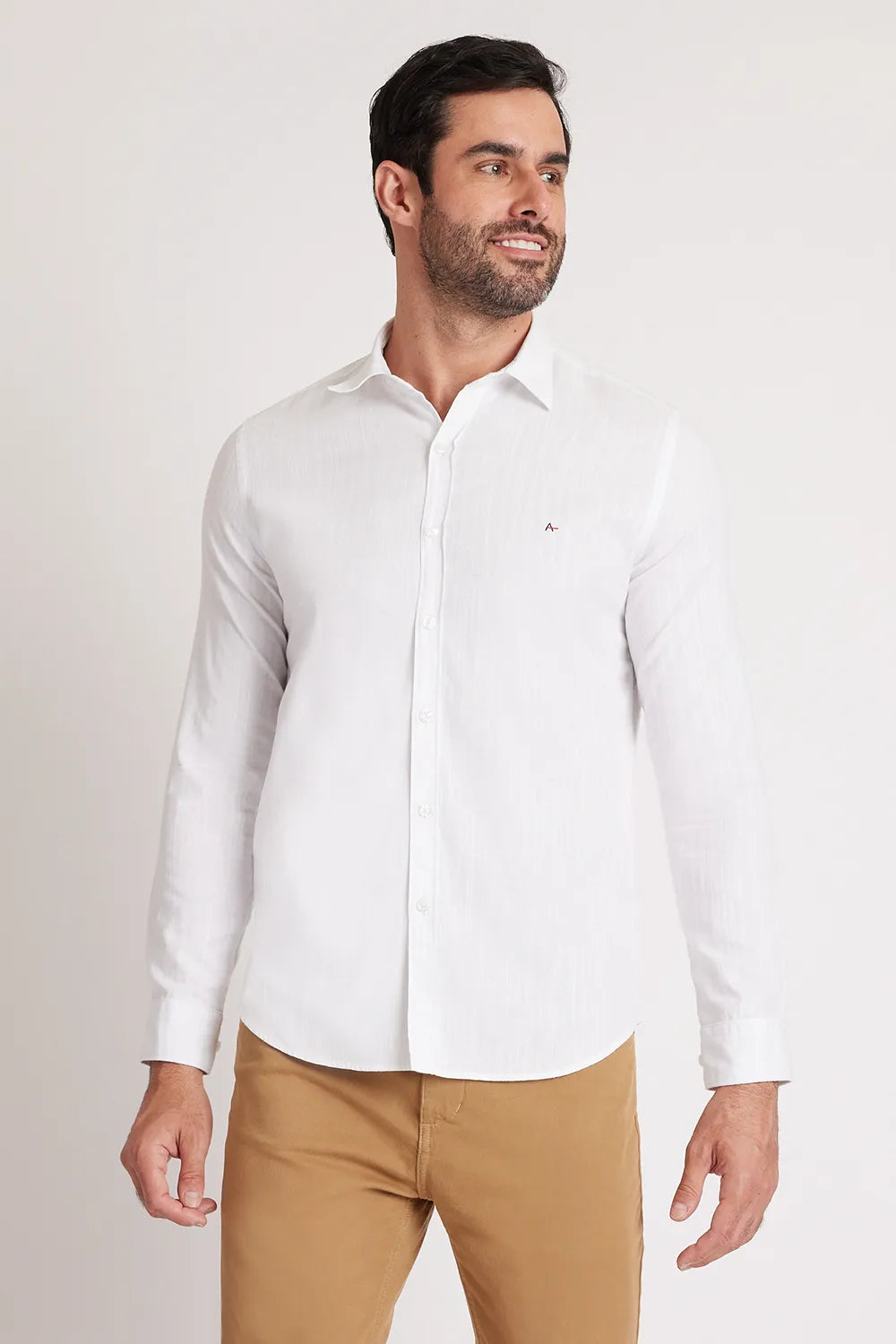CAMISA SLIM COTTON SLUB OFF WHITE