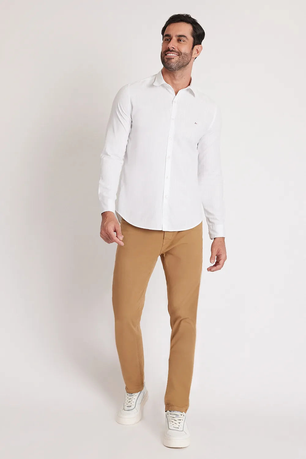 CAMISA SLIM COTTON SLUB OFF WHITE