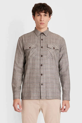 CAMISA MANGA LONGA MOVE AMPLA XADREZ COM BOLSOS CÁQUI COM PRETO