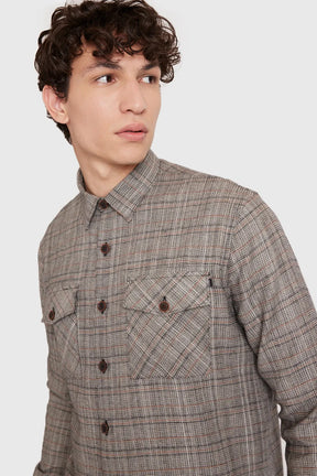 CAMISA MANGA LONGA MOVE AMPLA XADREZ COM BOLSOS CÁQUI COM PRETO