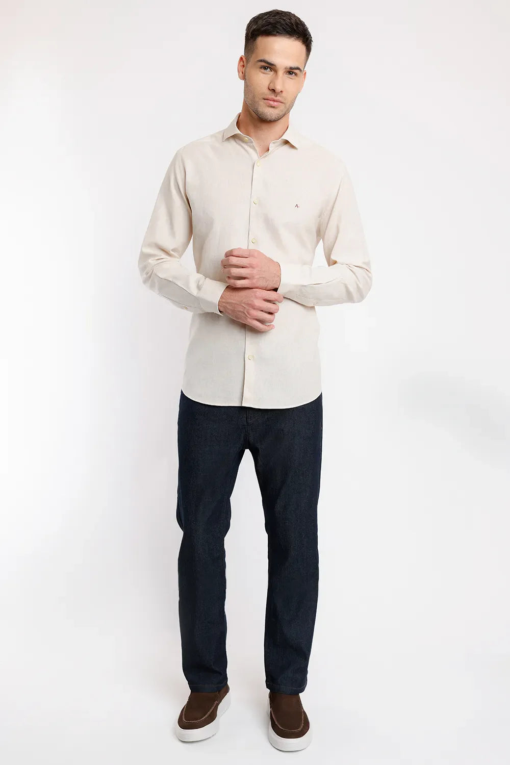 CAMISA REGULAR CAMBRAIA LINHO ALGODÃO NATURAL