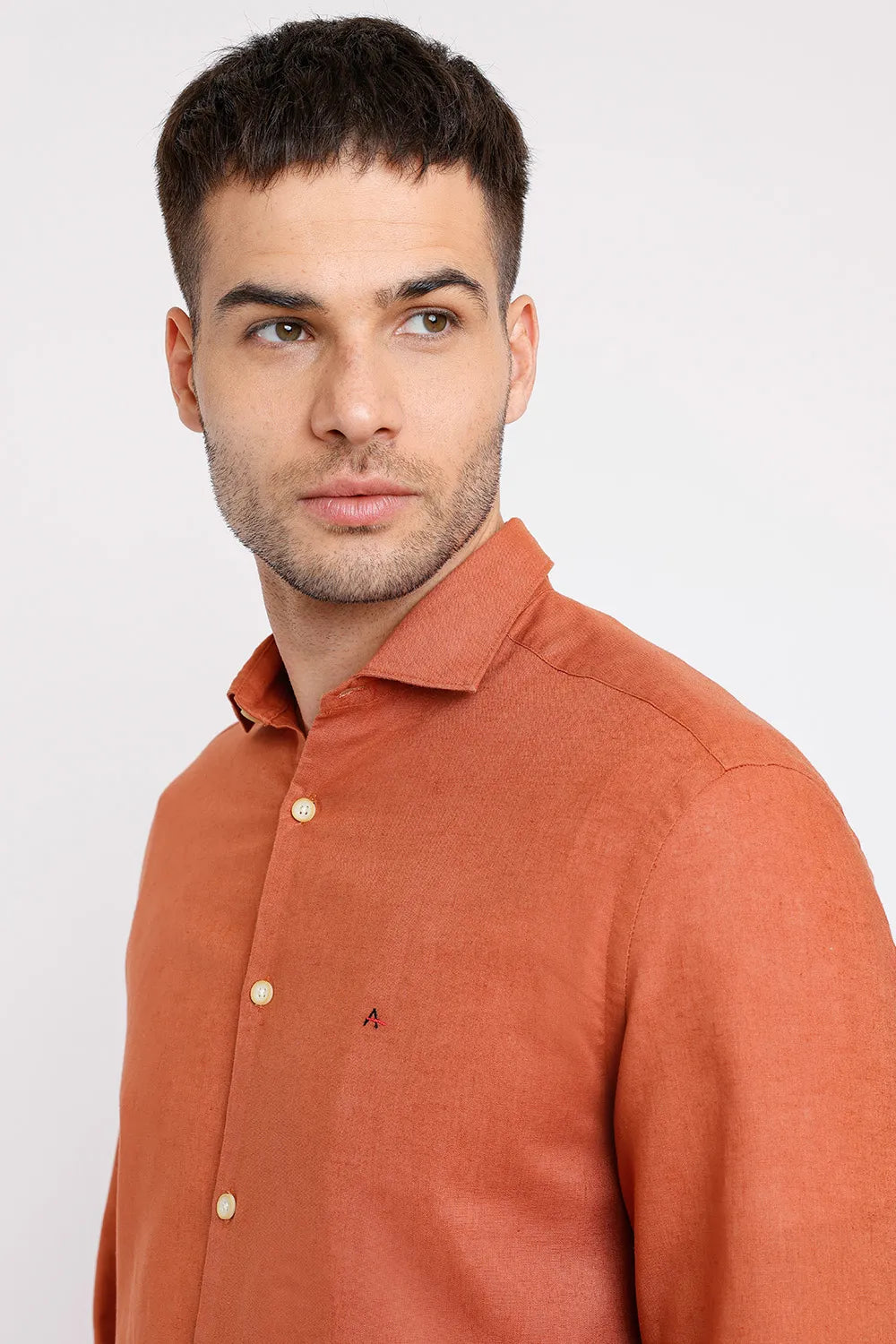 CAMISA REGULAR CAMBRAIA LINHO ALGODÃO TELHA