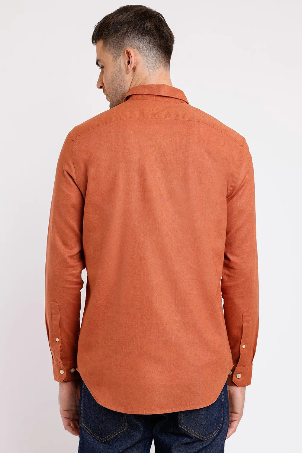 CAMISA REGULAR CAMBRAIA LINHO ALGODÃO TELHA