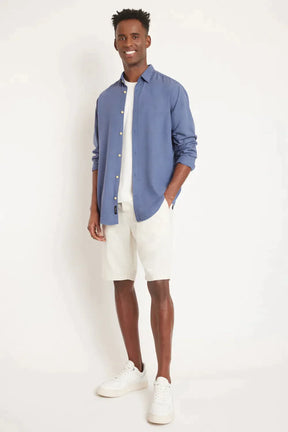 CAMISA SLIM LINEN SLUB AZUL