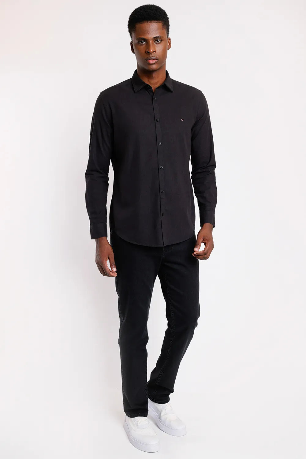 CAMISA SLIM SLUB FLAME PRETO