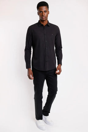 CAMISA SLIM SLUB FLAME PRETO