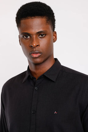 CAMISA SLIM SLUB FLAME PRETO