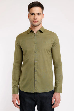 CAMISA SLIM SLUB FLAME VERDE MILITAR