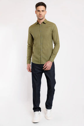 CAMISA SLIM SLUB FLAME VERDE MILITAR