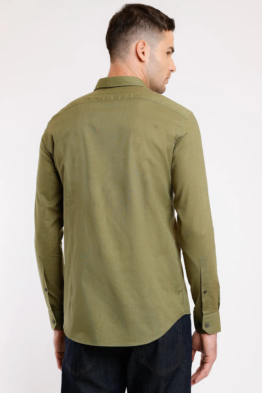 CAMISA SLIM SLUB FLAME VERDE MILITAR