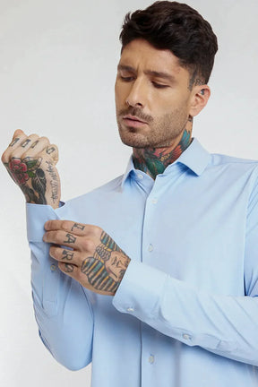 CAMISA SLIM ANATÔMICA R+ LISA AZUL CLARO 112