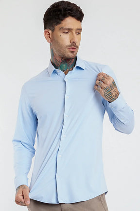 CAMISA SLIM ANATÔMICA R+ LISA AZUL CLARO 112