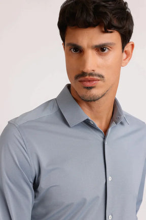 CAMISA SLIM ANATÔMICA TEXTURIZADA AZUL