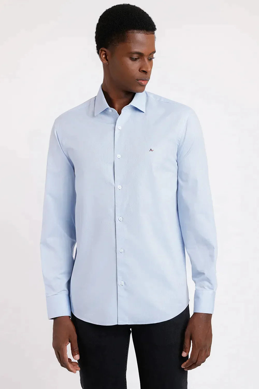 CAMISA SLIM TRICOLINE MAQUINETADA AZUL CLARO