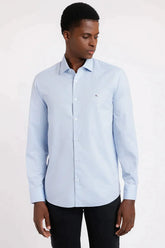CAMISA SLIM TRICOLINE MAQUINETADA AZUL CLARO