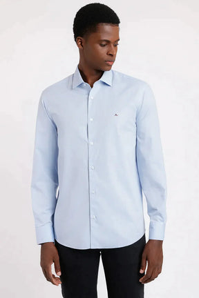 CAMISA SLIM TRICOLINE MAQUINETADA AZUL CLARO