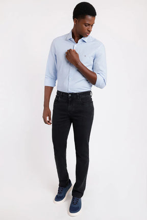 CAMISA SLIM TRICOLINE MAQUINETADA AZUL CLARO