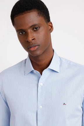 CAMISA SLIM TRICOLINE MAQUINETADA AZUL CLARO