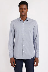 CAMISA SLIM TRICOLINE MAQUINETADA AZUL