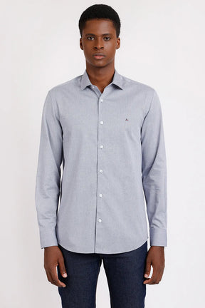 CAMISA SLIM TRICOLINE MAQUINETADA AZUL