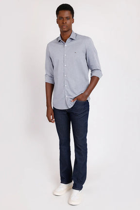 CAMISA SLIM TRICOLINE MAQUINETADA AZUL