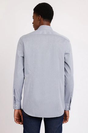 CAMISA SLIM TRICOLINE MAQUINETADA AZUL