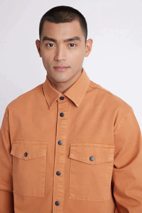 CAMISA MANGA LONGA OVERSHIRT AMPLA COLOR CASTOR