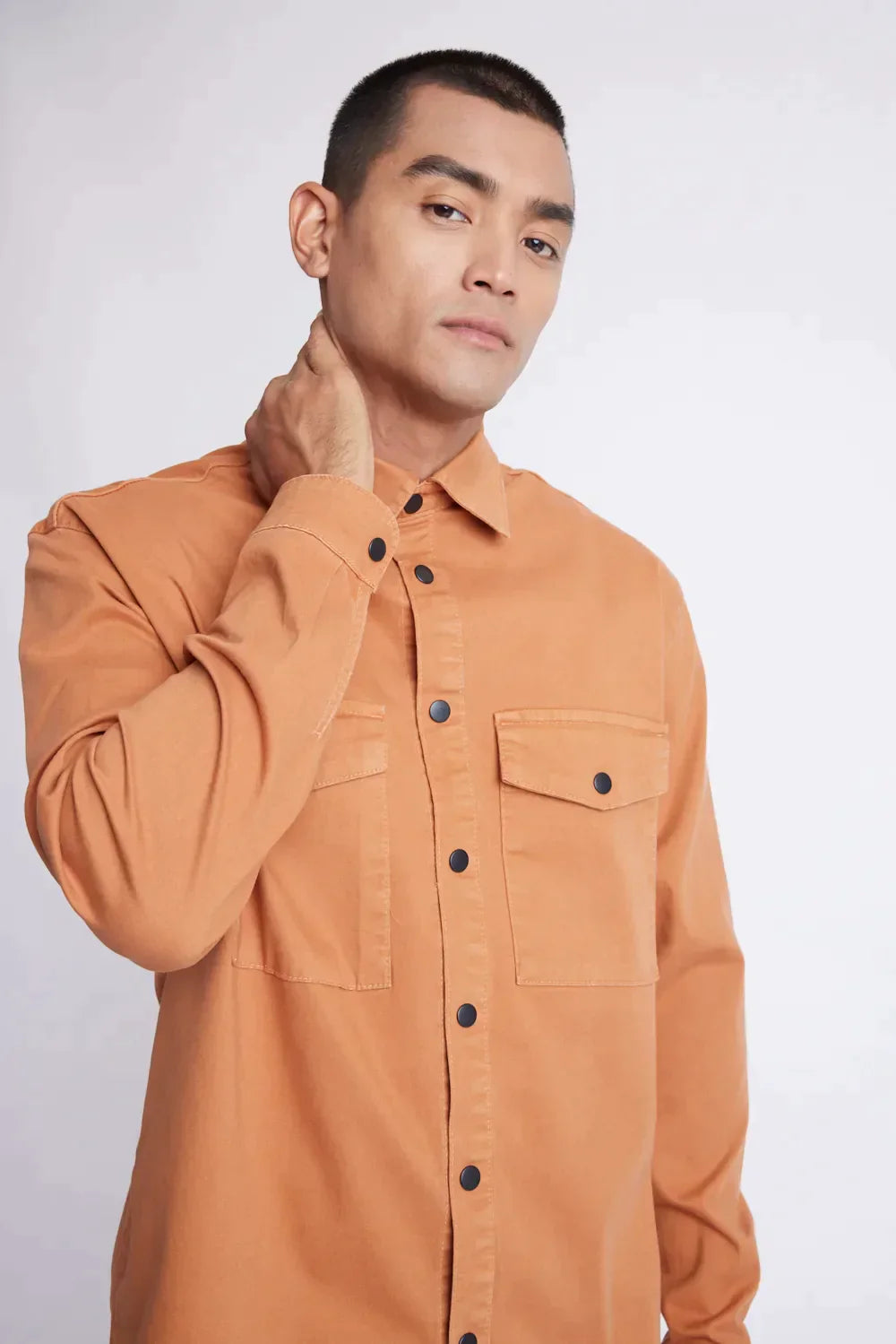 CAMISA MANGA LONGA OVERSHIRT AMPLA COLOR CASTOR