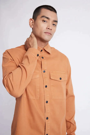 CAMISA MANGA LONGA OVERSHIRT AMPLA COLOR CASTOR