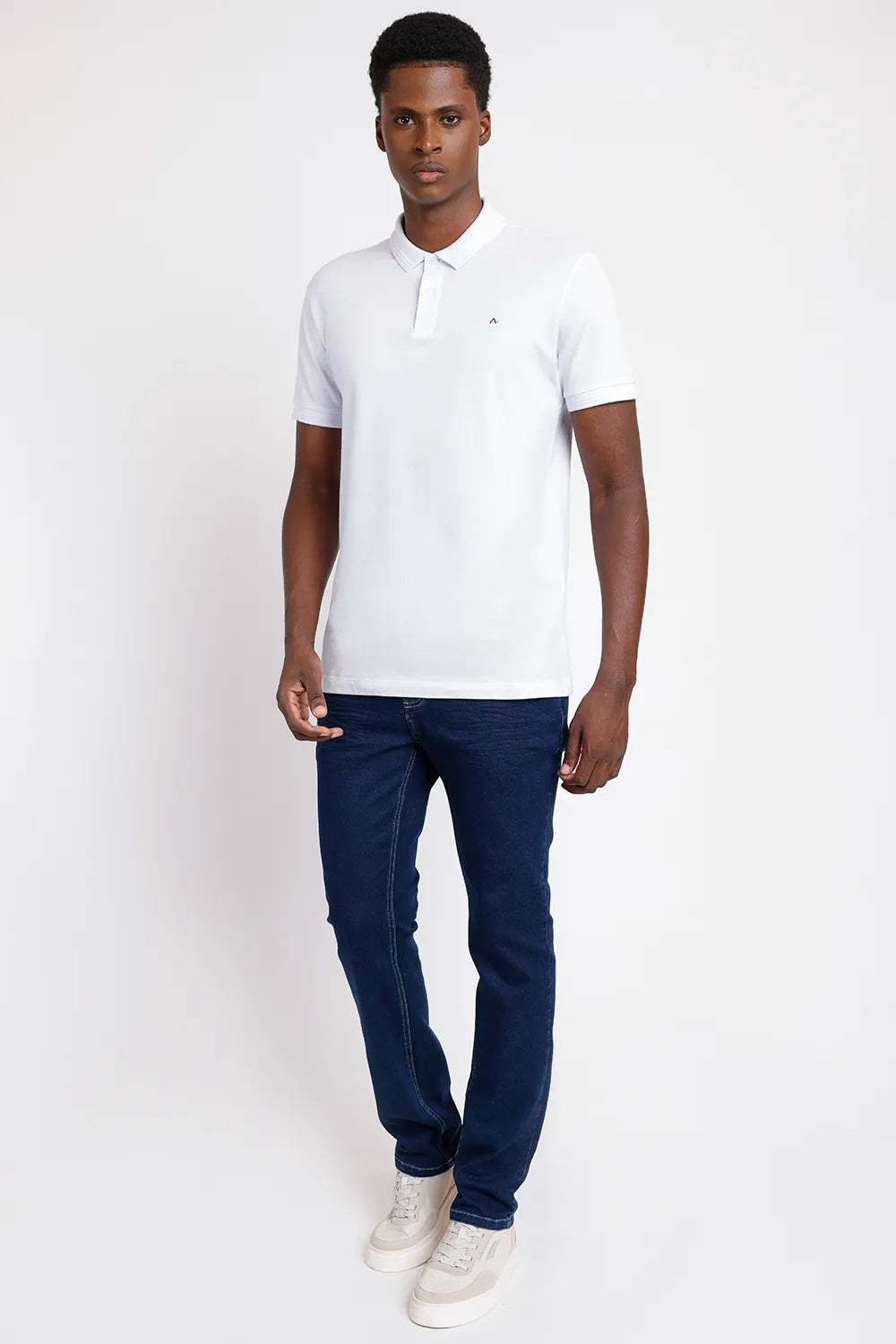 POLO MANGA CURTA FRISO JACQUARD BRANCO